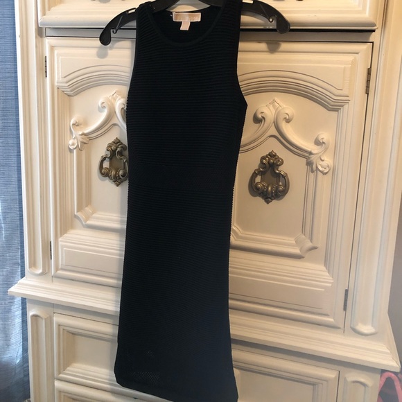 XS BLACK RIBBED STRETCH MICHAEL KORS DRESS - Picture 2 of 7